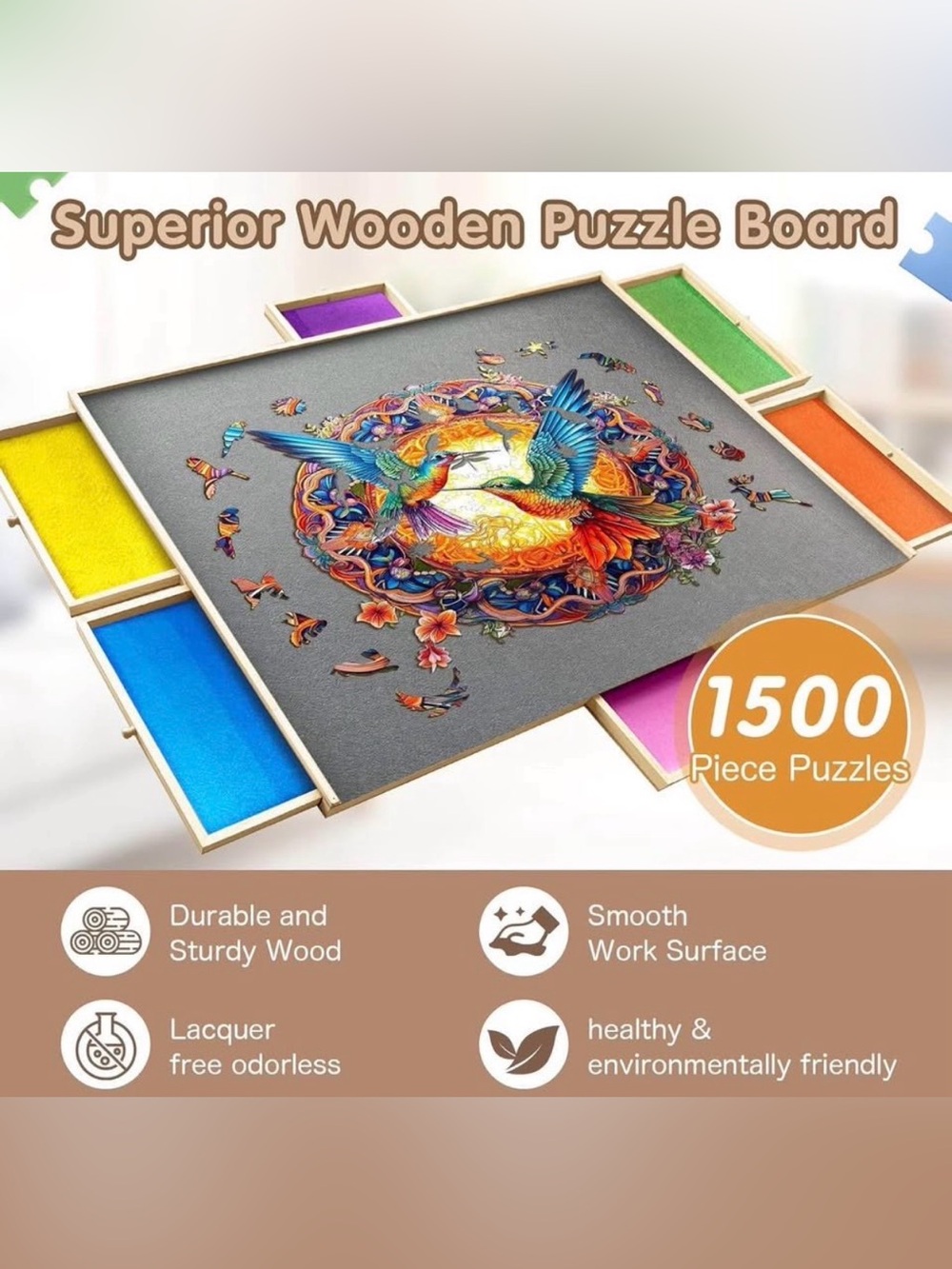 1500-Puzzle Piece Rotating Puzzle Board with Drawers *NEW*